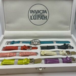 Invicta Baby Lupah 7 Multi-Color Strap Watch Set. Wood case included. 9 inches